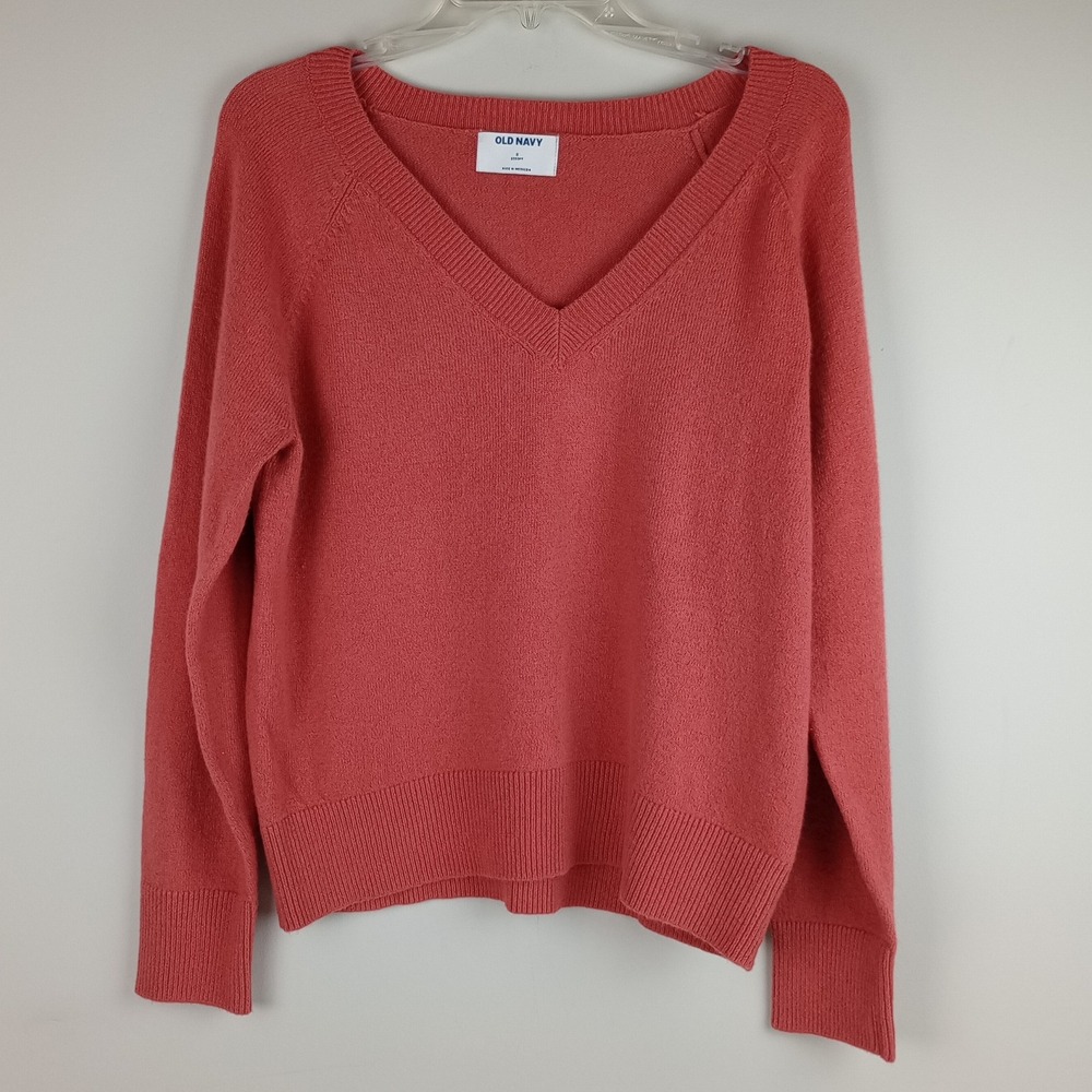 Old Navy Womens S Mauve Vneck Long Sleeve SoSoft Cotton Blend Vee Sweater